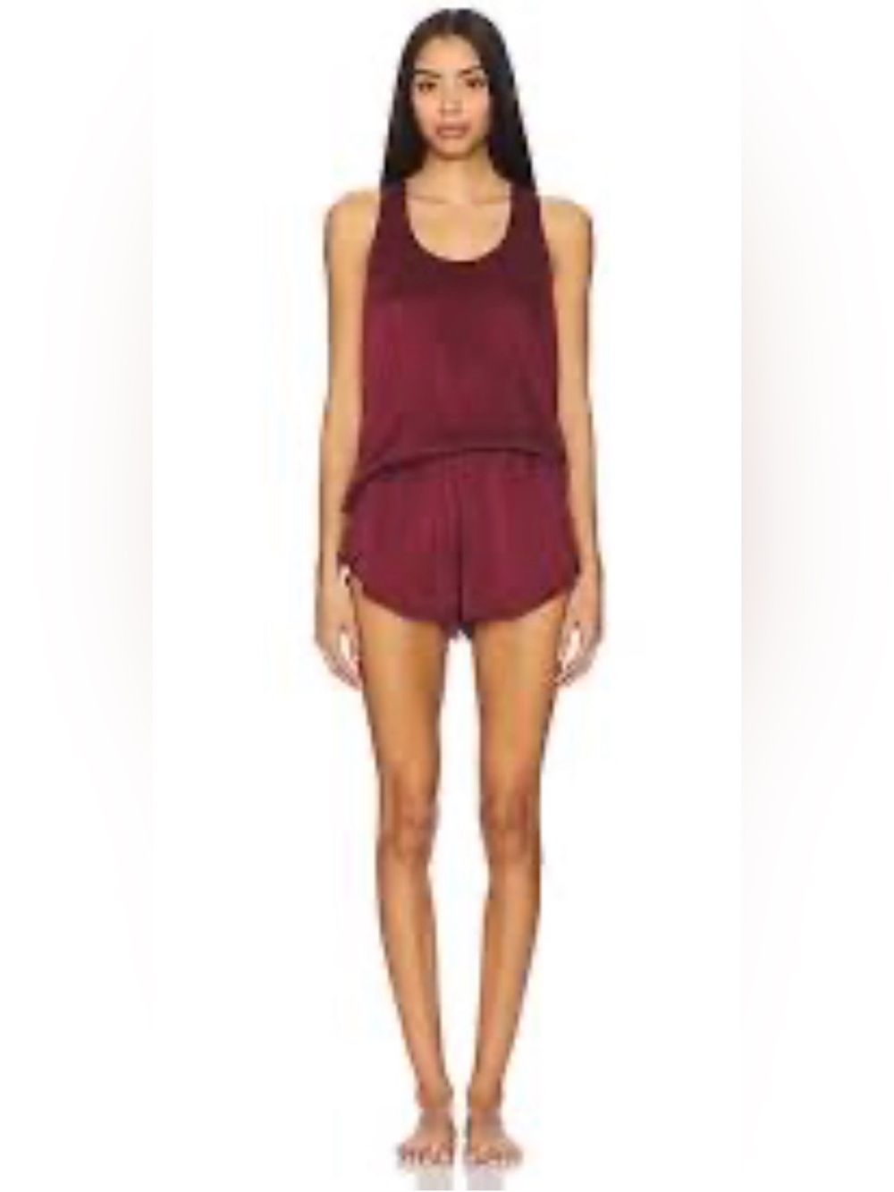 lunya Women's tulip pajama set in Deep Burgundy EUC 1246